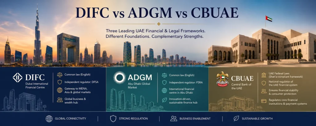 DIFC ADGM CBUAE UAE financial regulatory bodies